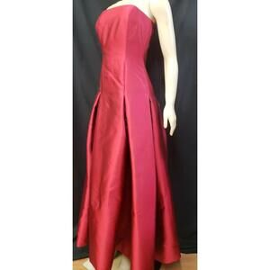 Melinda Eng Silk Wool Red Formal Women's Size 6 Strapless Gown Dress #CB1